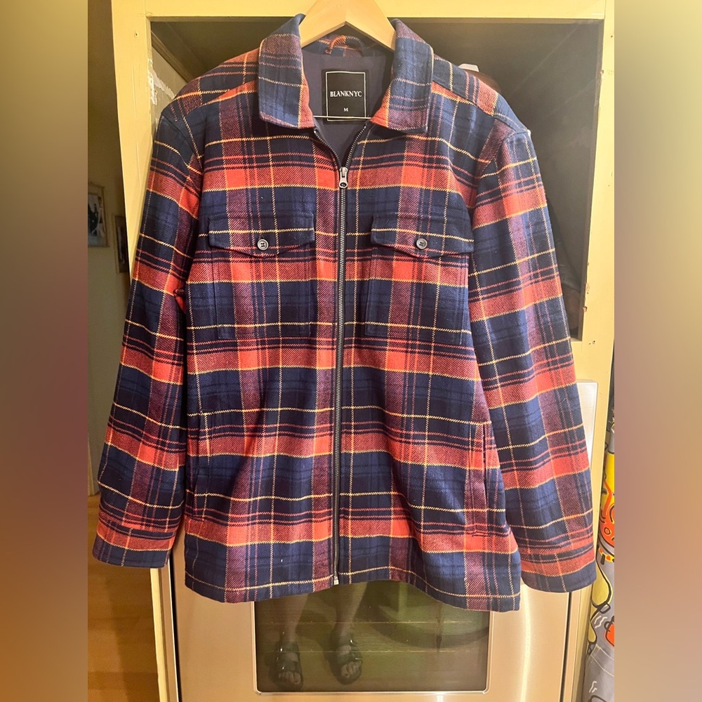 NWOT Men’s Blank NYC Shacket Jacket Navy/Red Sz. M